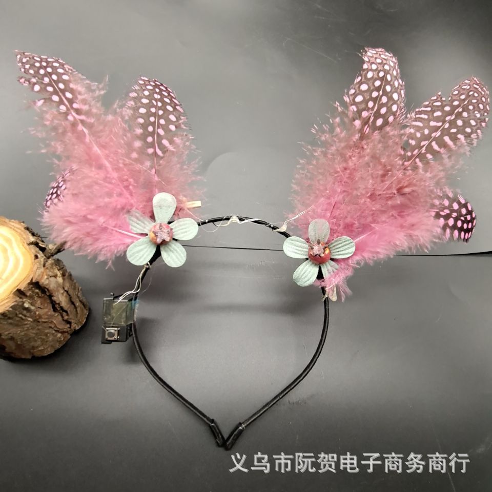 Luminous Antlers Headband Cross-Border New Arrival Christmas Headband Elk Berry Cat Ears Headdress Factory Wholesale