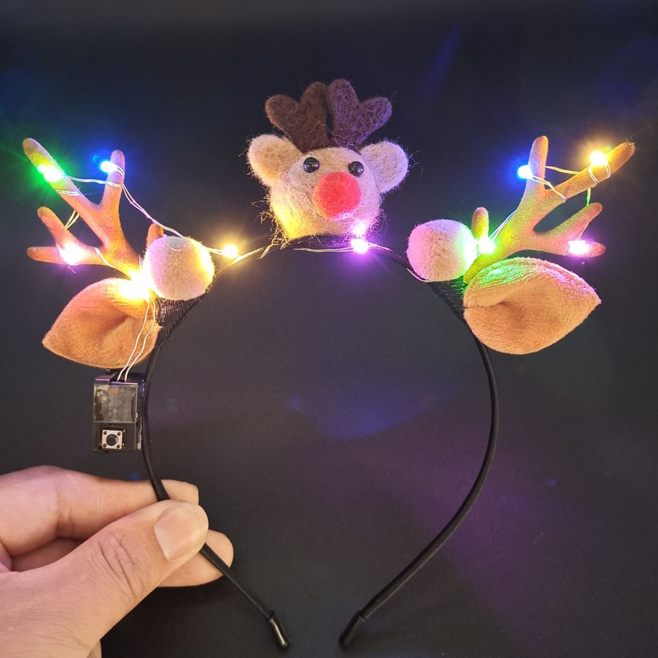 Luminous Antlers Headband Cross-Border New Arrival Christmas Headband Elk Berry Cat Ears Headdress Factory Wholesale
