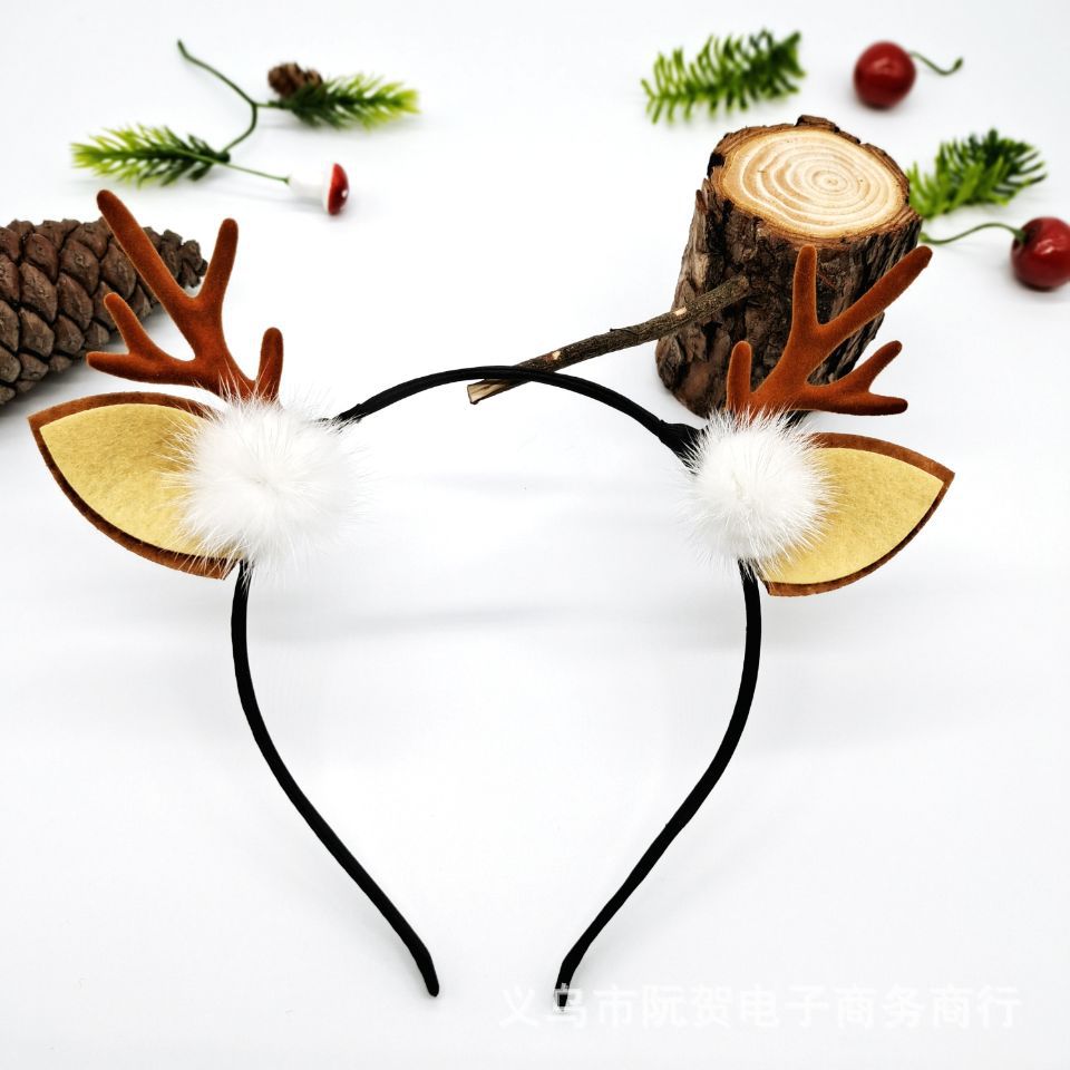Luminous Antlers Headband Cross-Border New Arrival Christmas Headband Elk Berry Cat Ears Headdress Factory Wholesale