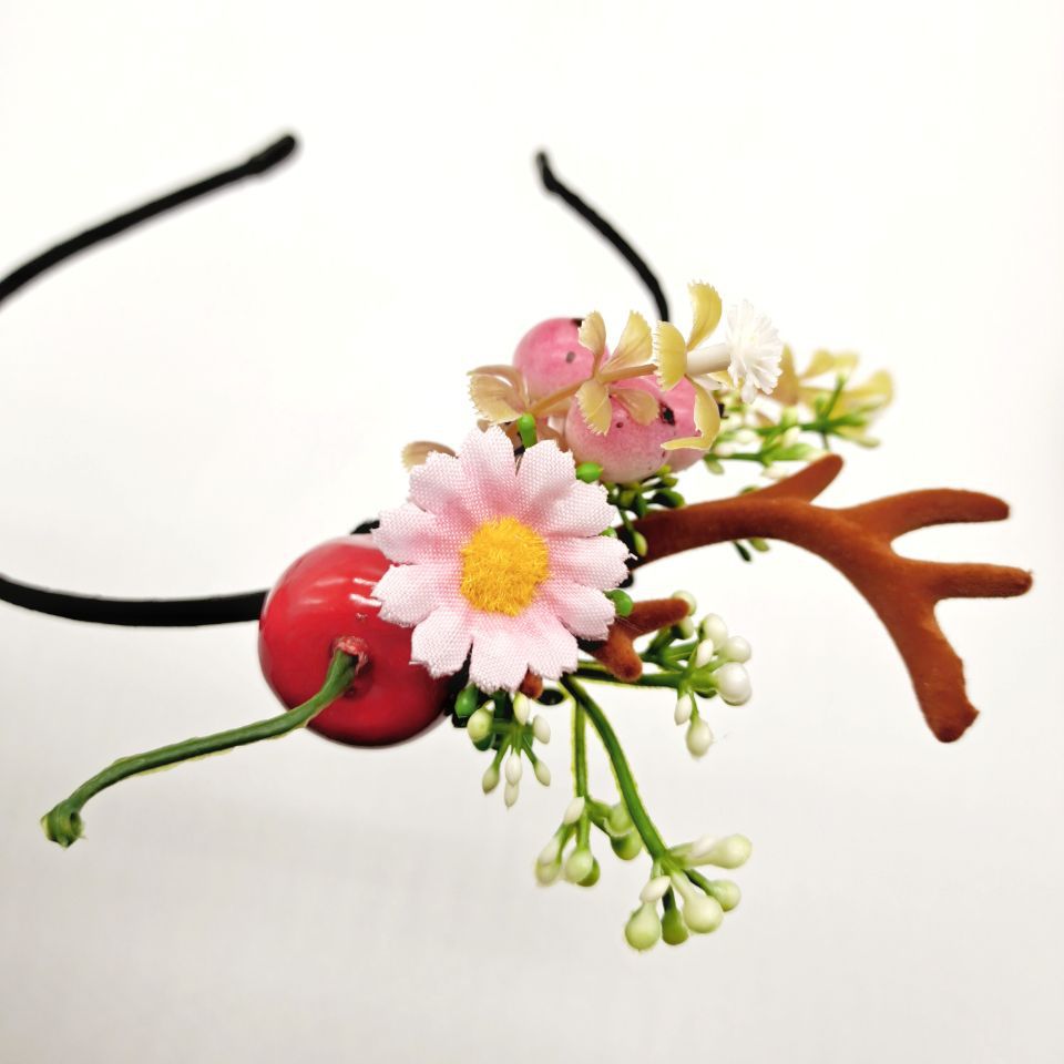 Luminous Antlers Headband Cross-Border New Arrival Christmas Headband Elk Berry Cat Ears Headdress Factory Wholesale