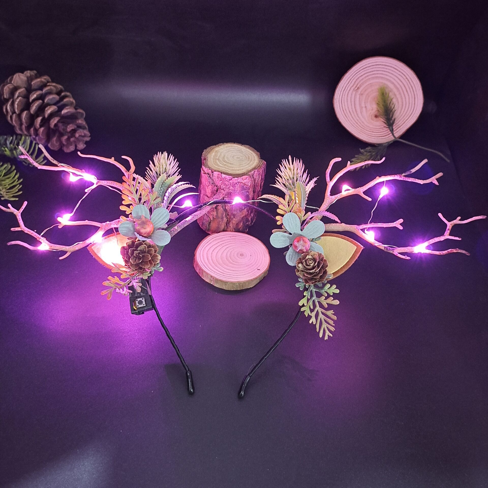 Luminous Antlers Headband Cross-Border New Arrival Christmas Headband Elk Berry Cat Ears Headdress Factory Wholesale