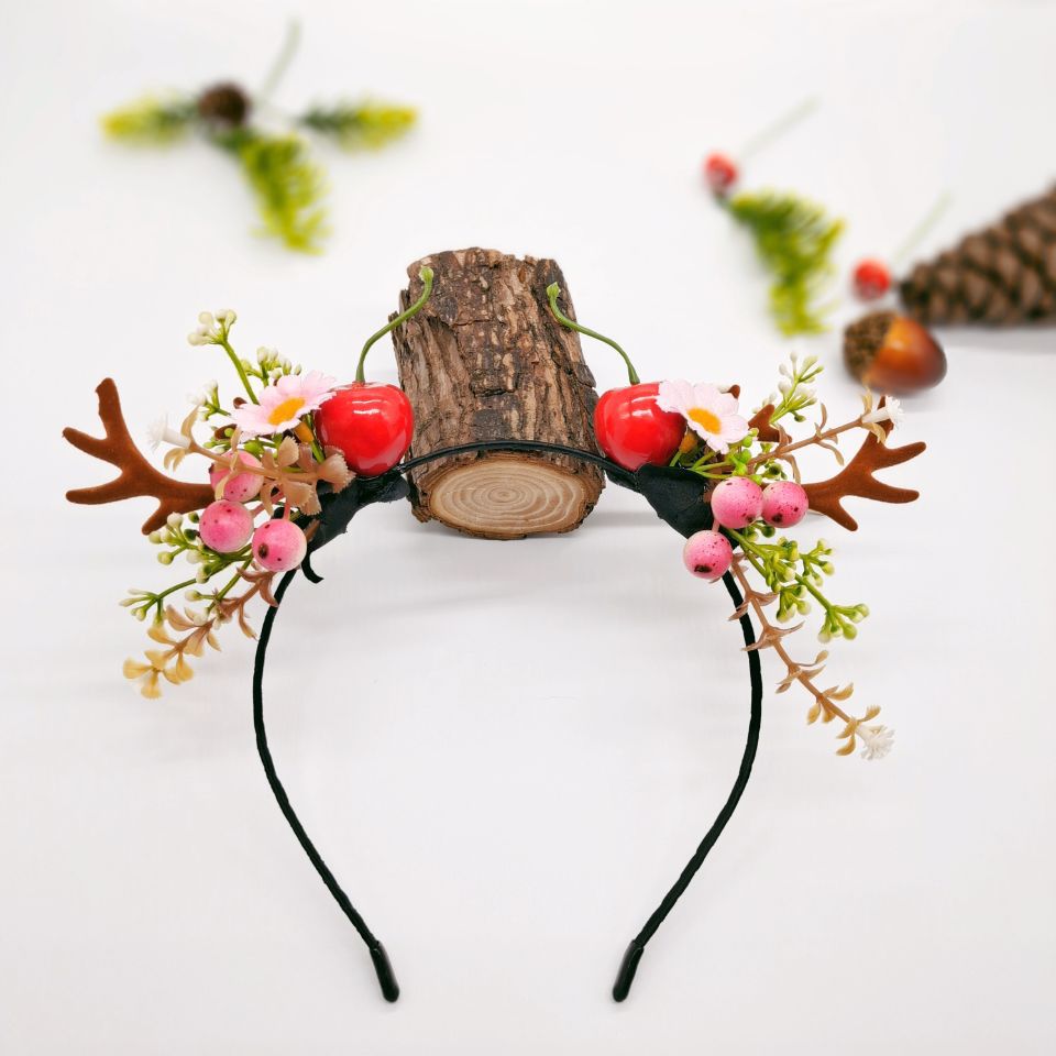 Luminous Antlers Headband Cross-Border New Arrival Christmas Headband Elk Berry Cat Ears Headdress Factory Wholesale