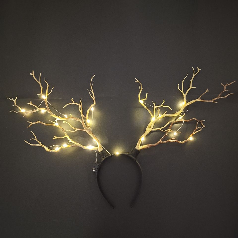 Luminous Antlers Headband Cross-Border New Arrival Christmas Headband Elk Berry Cat Ears Headdress Factory Wholesale