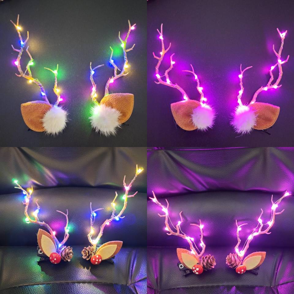 Luminous Antlers Headband Cross-Border New Arrival Christmas Headband Elk Berry Cat Ears Headdress Factory Wholesale