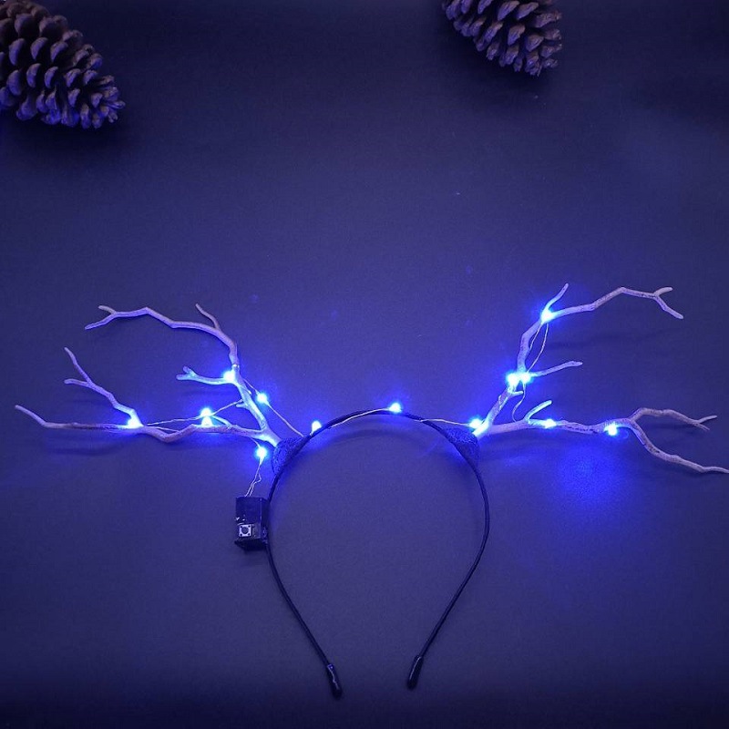 Luminous Antlers Headband Cross-Border New Arrival Christmas Headband Elk Berry Cat Ears Headdress Factory Wholesale
