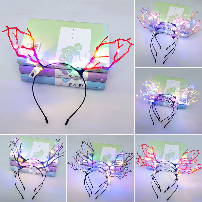 Christmas Headwear Antlers Concert Glowing Headdress Night Market Hot Sale Antlers Headband Wholesale Luminous Antlers