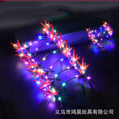 Christmas Headwear Antlers Concert Glowing Headdress Night Market Hot Sale Antlers Headband Wholesale Luminous Antlers