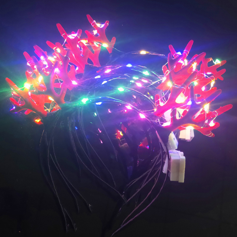 Christmas Headwear Antlers Concert Glowing Headdress Night Market Hot Sale Antlers Headband Wholesale Luminous Antlers