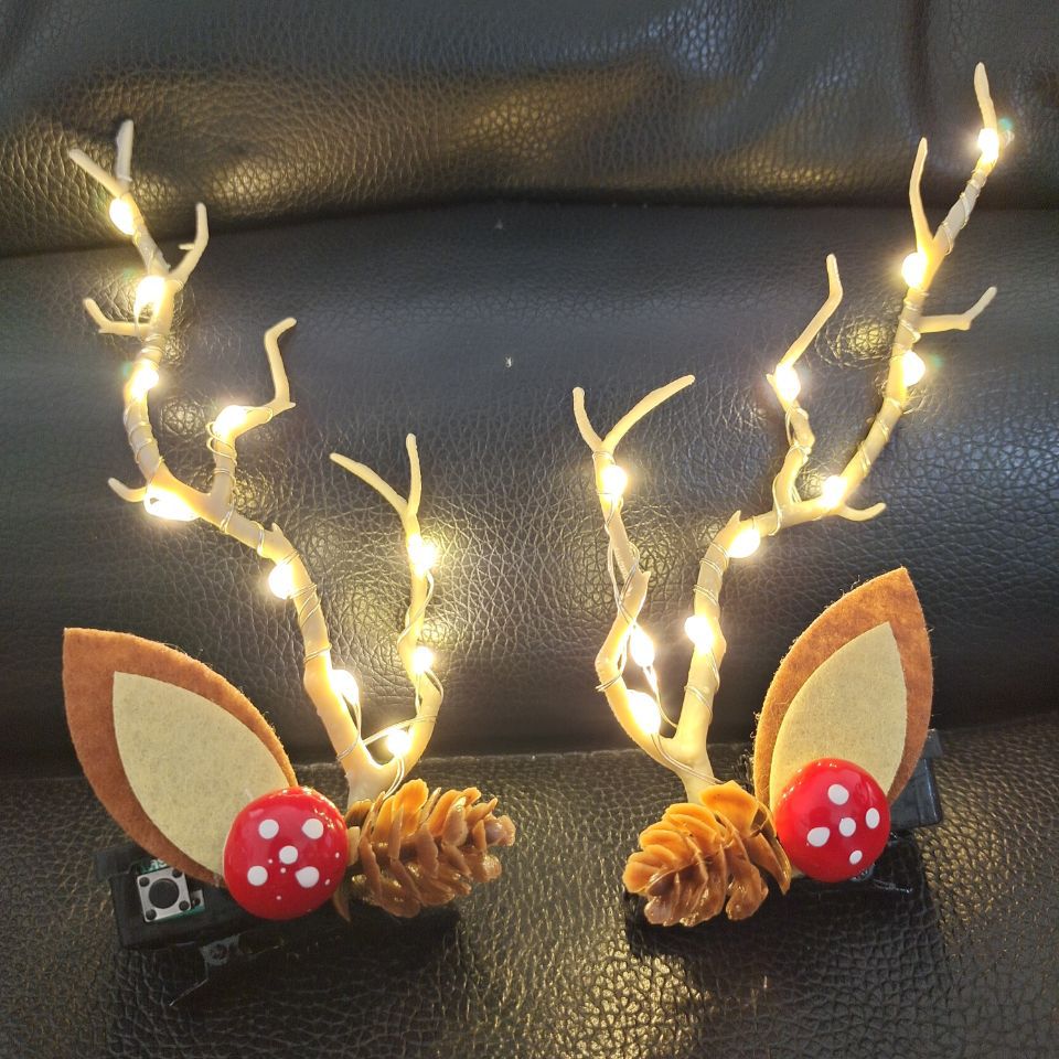 Christmas Barrettes Antlers Luminous Toys Simulation Branch Christmas Party Supplies Wholesale