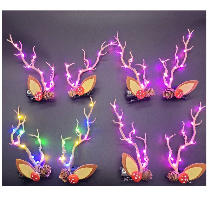 Christmas Barrettes Antlers Luminous Toys Simulation Branch Christmas Party Supplies Wholesale