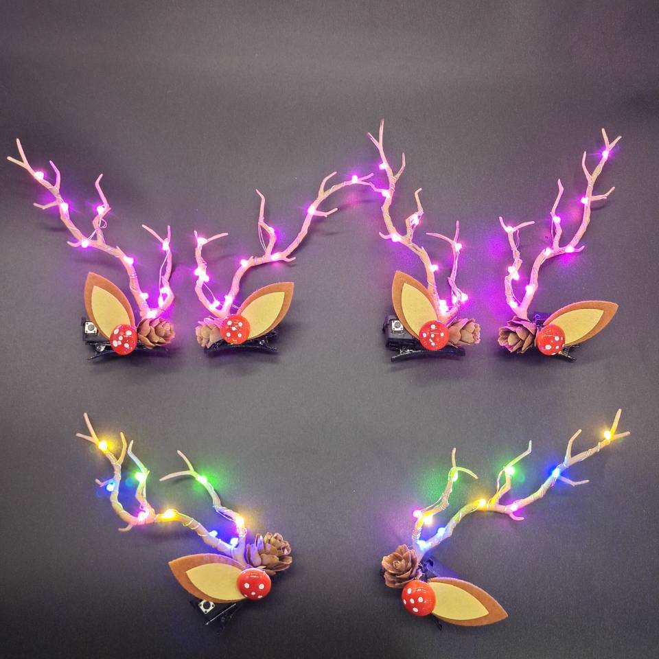 Christmas Barrettes Antlers Luminous Toys Simulation Branch Christmas Party Supplies Wholesale