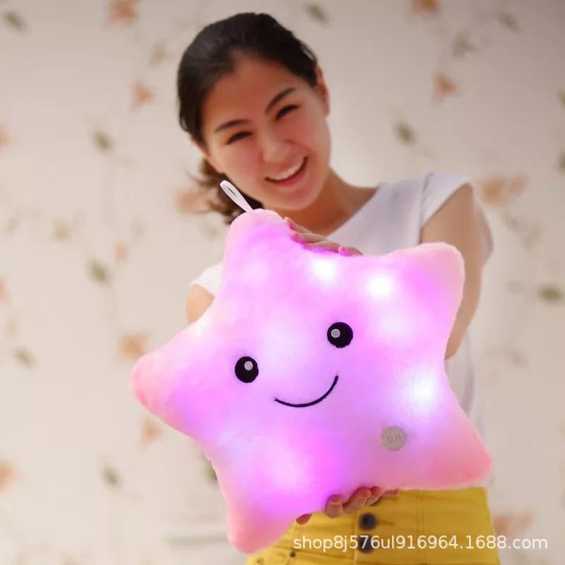 Customized Creative Glow Colorful FivePointed Star Pillow Valentine&#039;s Day Plush Toy Girls&#039; Gifts Whole