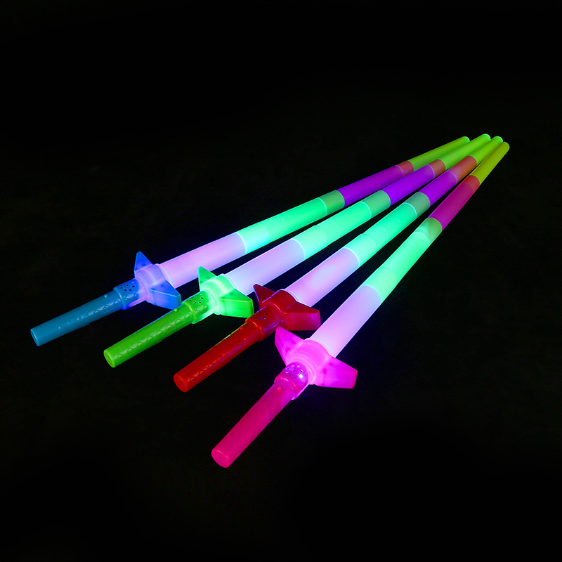 Music four sticks Plastic floor glow toy cross-border telescopic glow stick Taobao hot style toy sword wholesale