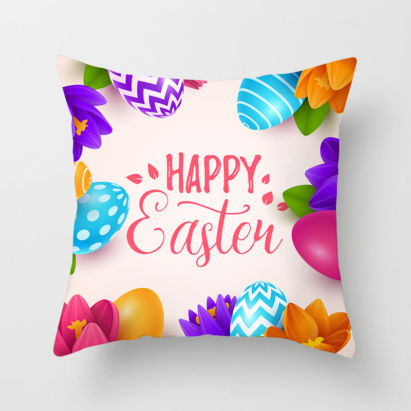 2021 New Easter Rabbit Pillow Home Festival Colorful Egg Cushion Bedroom Backrest Amazon Exclusive for Cross-Border