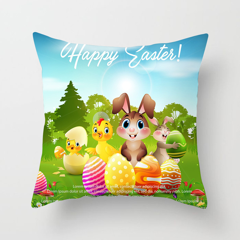 2021 New Easter Rabbit Pillow Home Festival Colorful Egg Cushion Bedroom Backrest Amazon Exclusive for Cross-Border