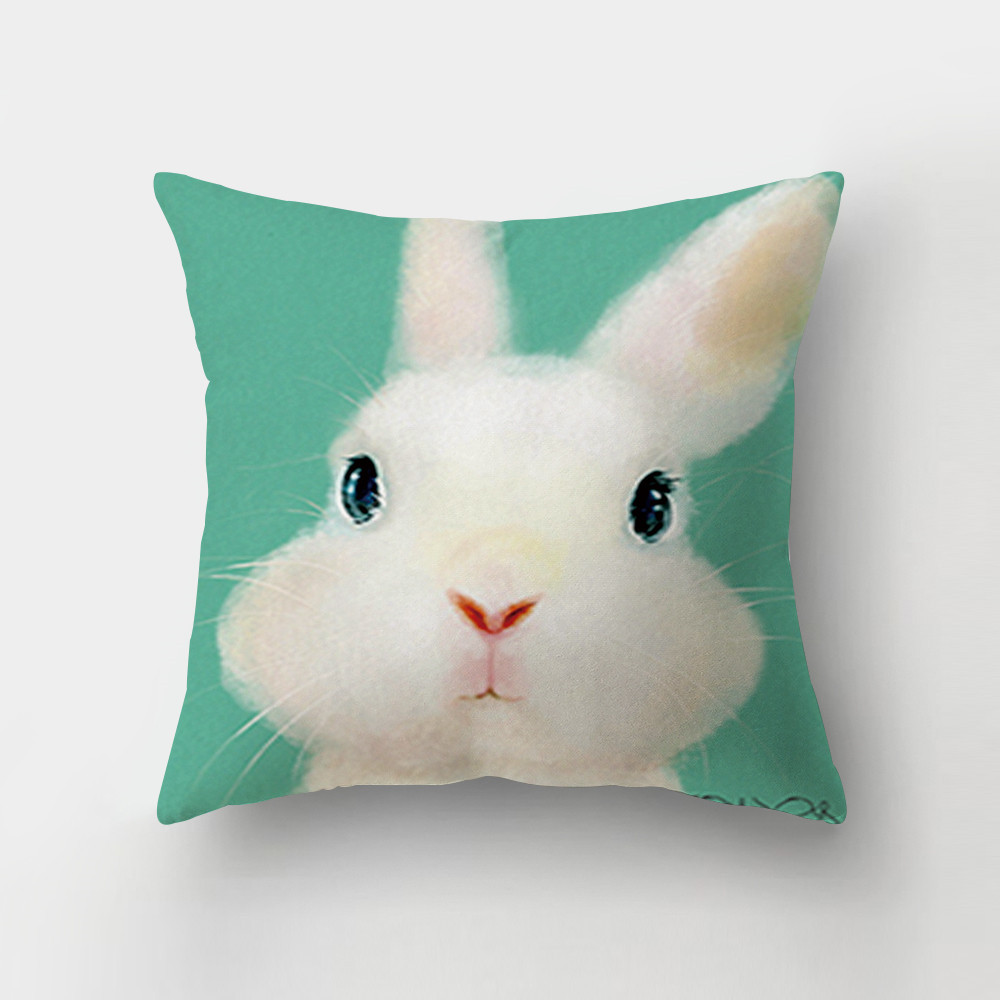 Exclusive for Cross-Border Easter Egg Square Throw Pillowcase Ins Simple Style Cartoon Rabbit Sofa Cushion Pillow Cover