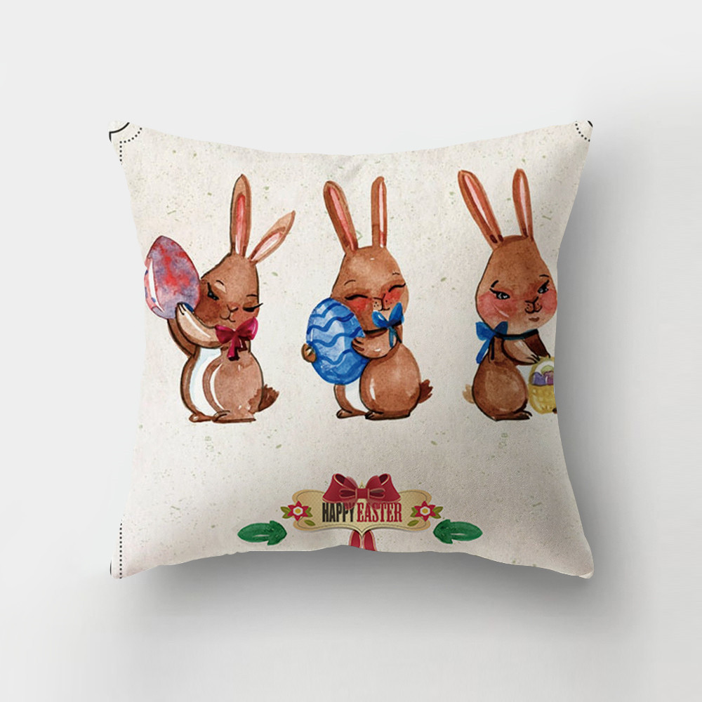 Exclusive for Cross-Border Easter Egg Square Throw Pillowcase Ins Simple Style Cartoon Rabbit Sofa Cushion Pillow Cover Exclusive for Cross-Border Easter Egg Square Throw Pillowcase Ins Simple Style Cartoon Rabbit Sofa Cushion Pillow Cover