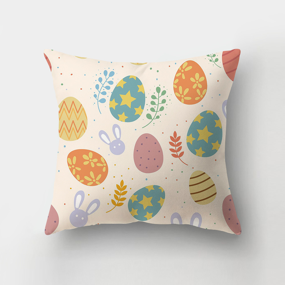Exclusive for Cross-Border Easter Egg Square Throw Pillowcase Ins Simple Style Cartoon Rabbit Sofa Cushion Pillow Cover