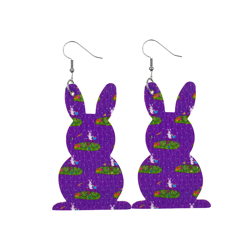 2022 New Easter Leather Earrings Europe and America Cross Border Cute Egg Rabbit Leather Earrings Earrings 2022 New Easter Leather Earrings Europe and America Cross Border Cute Egg Rabbit Leather Earrings Earrings