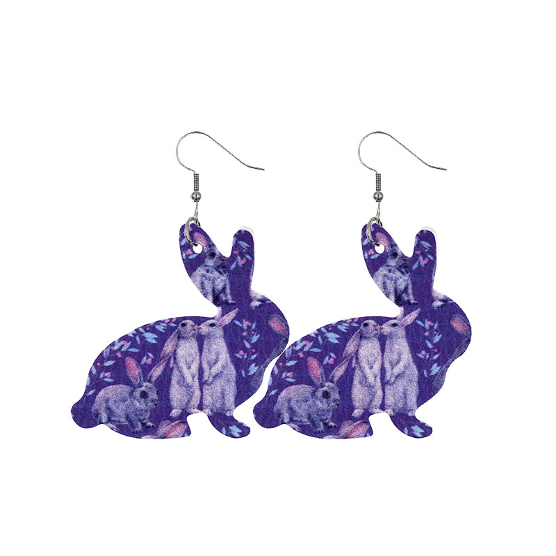 2022 New Easter Leather Earrings Europe and America Cross Border Cute Egg Rabbit Leather Earrings Earrings 2022 New Easter Leather Earrings Europe and America Cross Border Cute Egg Rabbit Leather Earrings Earrings