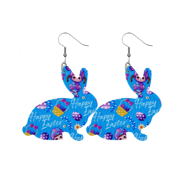2022 New Easter Leather Earrings Europe and America Cross Border Cute Egg Rabbit Leather Earrings Earrings 2022 New Easter Leather Earrings Europe and America Cross Border Cute Egg Rabbit Leather Earrings Earrings
