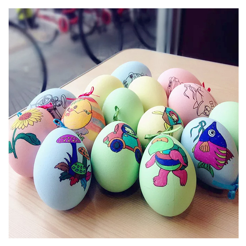 Children&#039;s Holiday Gift Graffiti Easter Painted Egg Stall Hand-Painted Artificial Plastic Fake Egg Toy DIY