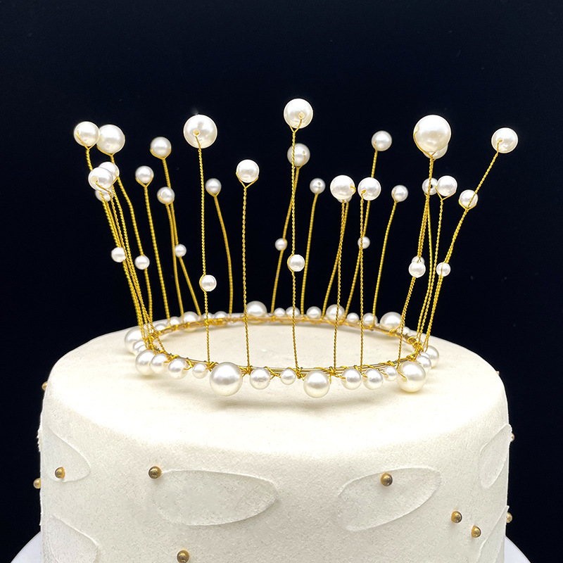 Factory Direct Sales Pearl Crown Cake Decoration Artificial Headdress Baking Decoration Birthday Cake Crown Spot Factory Direct Sales Pearl Crown Cake Decoration Artificial Headdress Baking Decoration Birthday Cake Crown Spot