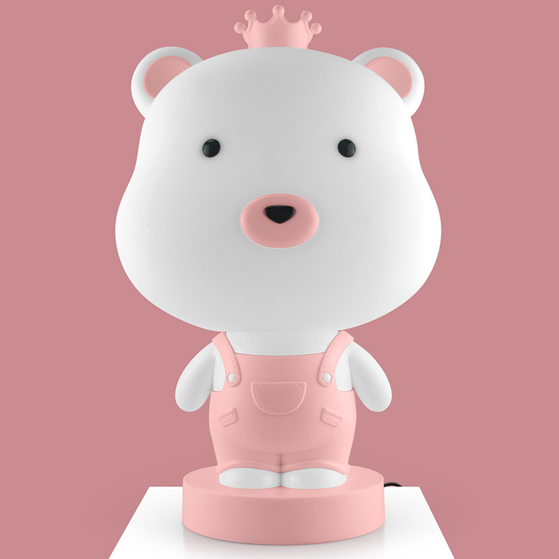 Crown Bear Small Night Lamp Bedroom Bedside Lighting Boys and Girls Sleep Light Creative Birthday Gift Cute Table Lamp