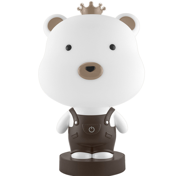 Crown Bear Small Night Lamp Bedroom Bedside Lighting Boys and Girls Sleep Light Creative Birthday Gift Cute Table Lamp