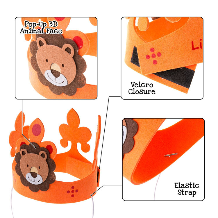 Factory Popular Crown Made of Hair Felt Decorative Children's Cartoon Birthday Hat Pattern Adjustable Style Can Be Customized Wholesale Factory Popular Crown Made of Hair Felt Decorative Children's Cartoon Birthday Hat Pattern Adjustable Style Can Be Customized Wholesale