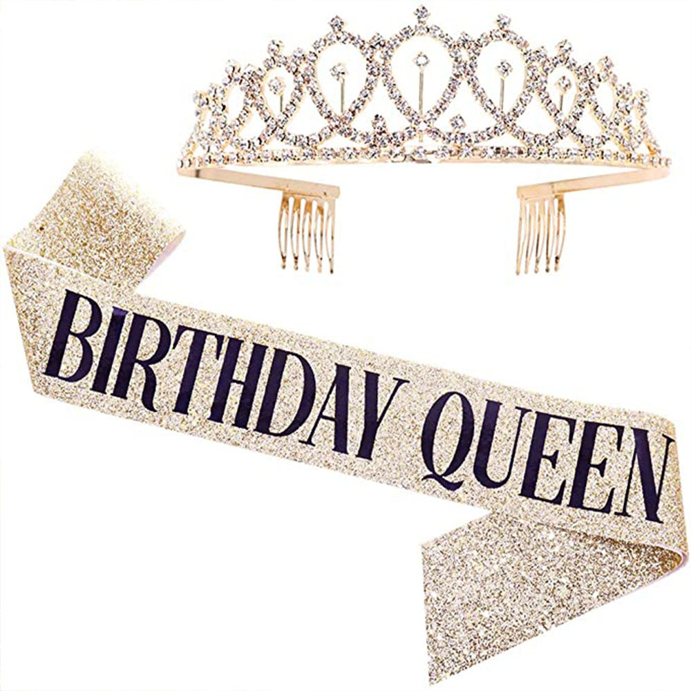 Hot Sale Birthday Party Shoulder Strap Set Birthday Girl Ceremony Band Crown Rose Gold Powder Cloth Shoulder Strap Hot Sale Birthday Party Shoulder Strap Set Birthday Girl Ceremony Band Crown Rose Gold Powder Cloth Shoulder Strap