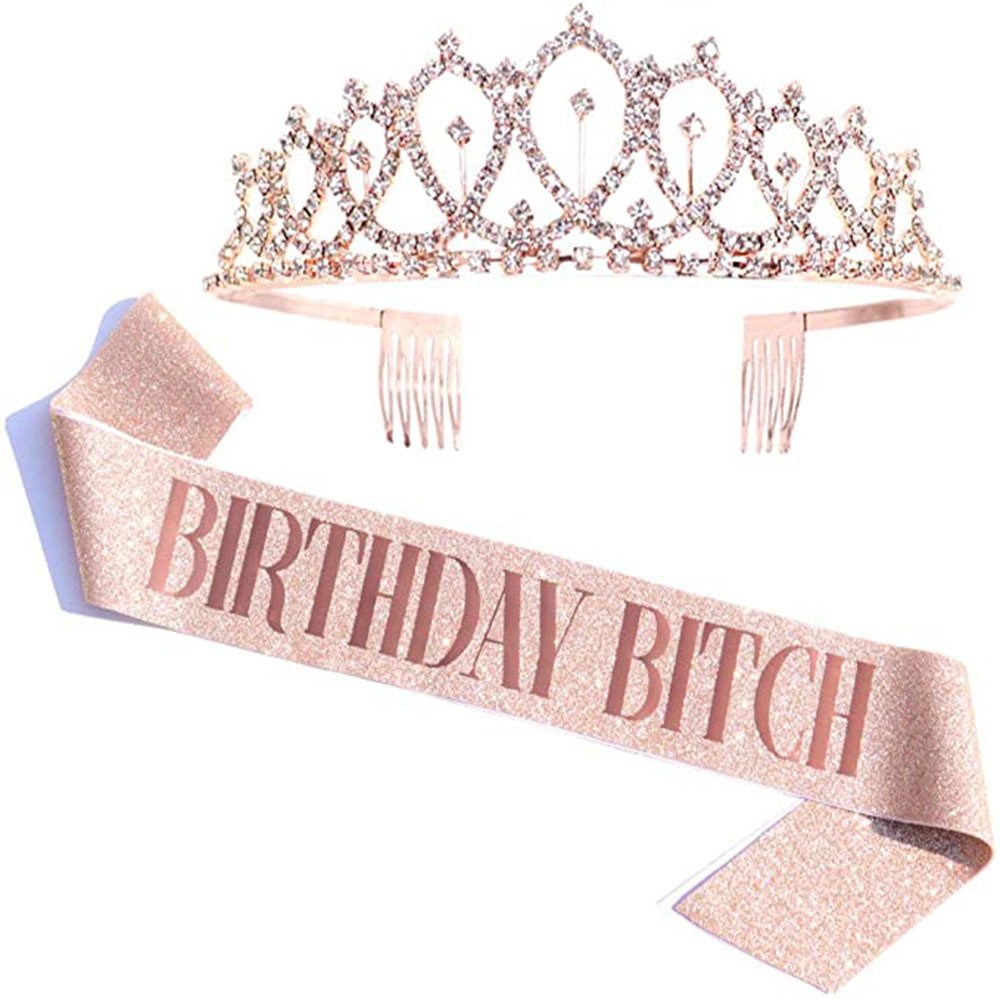 Hot Sale Birthday Party Shoulder Strap Set Birthday Girl Ceremony Band Crown Rose Gold Powder Cloth Shoulder Strap Hot Sale Birthday Party Shoulder Strap Set Birthday Girl Ceremony Band Crown Rose Gold Powder Cloth Shoulder Strap