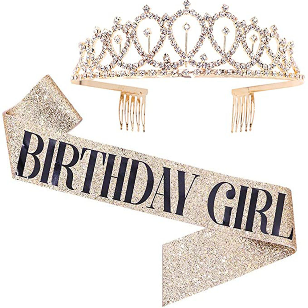 Hot Sale Birthday Party Shoulder Strap Set Birthday Girl Ceremony Band Crown Rose Gold Powder Cloth Shoulder Strap Hot Sale Birthday Party Shoulder Strap Set Birthday Girl Ceremony Band Crown Rose Gold Powder Cloth Shoulder Strap