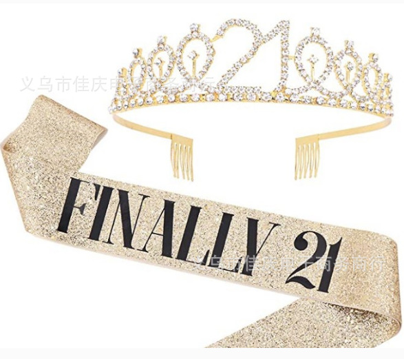 Hot Sale Birthday Party Shoulder Strap Set Birthday Girl Ceremony Band Crown Rose Gold Powder Cloth Shoulder Strap Hot Sale Birthday Party Shoulder Strap Set Birthday Girl Ceremony Band Crown Rose Gold Powder Cloth Shoulder Strap