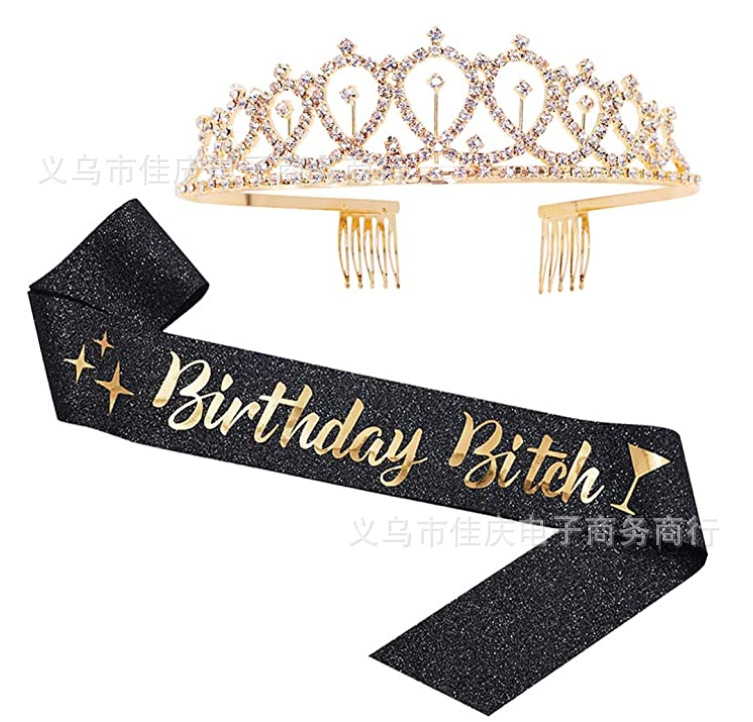 Hot Sale Birthday Party Shoulder Strap Set Birthday Girl Ceremony Band Crown Rose Gold Powder Cloth Shoulder Strap Hot Sale Birthday Party Shoulder Strap Set Birthday Girl Ceremony Band Crown Rose Gold Powder Cloth Shoulder Strap