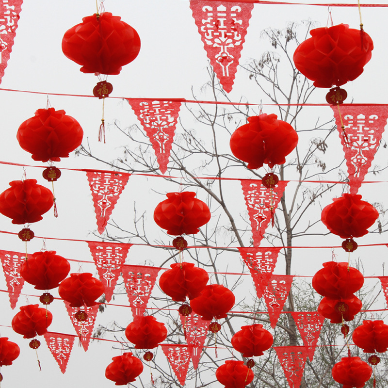 Decoration Small Colorful Flag Triangle String Flags Wedding Colorful Flag Wedding Small Red Flag Opening Lantern Small Hanging Flag Xi Character Flag