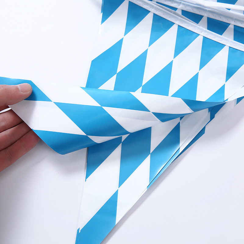 Beer Festival Hanging Flag Blue and White Plaid String Flags Munich Activity Atmosphere Triangle Hanging Triangle Flag