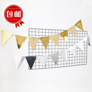 Internet Celebrity Bronzing Paper Pennant Baby Children Birthday Party Decoration Hanging Flag Wholesale Triangle Flag Internet Celebrity Bronzing Paper Pennant Baby Children Birthday Party Decoration Hanging Flag Wholesale Triangle Flag