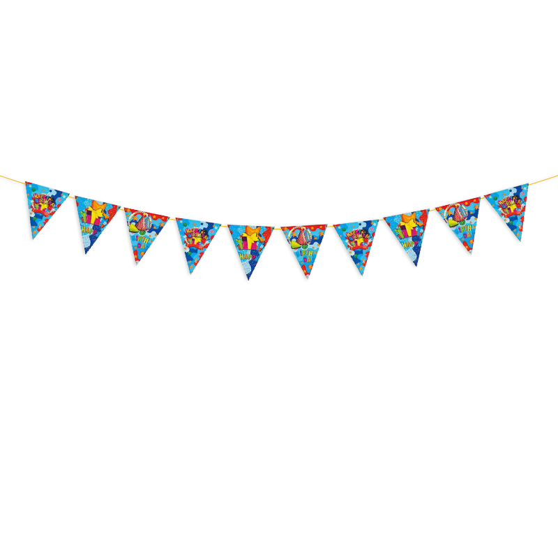 Happy Birthday Donut Expression Birthday Arrangement Family Party String Flags Triangle Pull Flag Made by Paper
