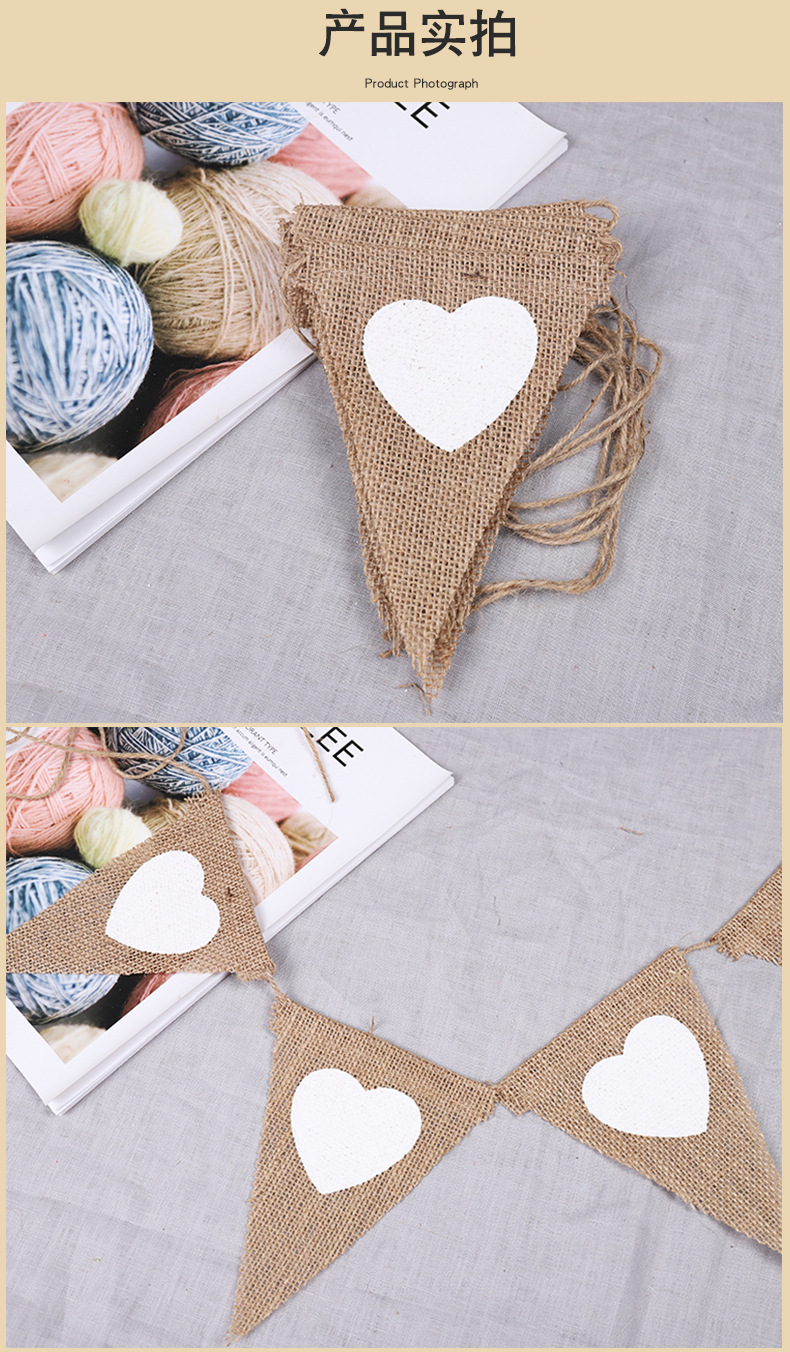 Factory Direct Sales European and American Wedding Decoration Hanging Flag Wedding Shooting Decoration Lovely Triangle Hanging Flag 13 Pieces/strip Factory Direct Sales European and American Wedding Decoration Hanging Flag Wedding Shooting Decoration Lovely Triangle Hanging Flag 13 Pieces/strip