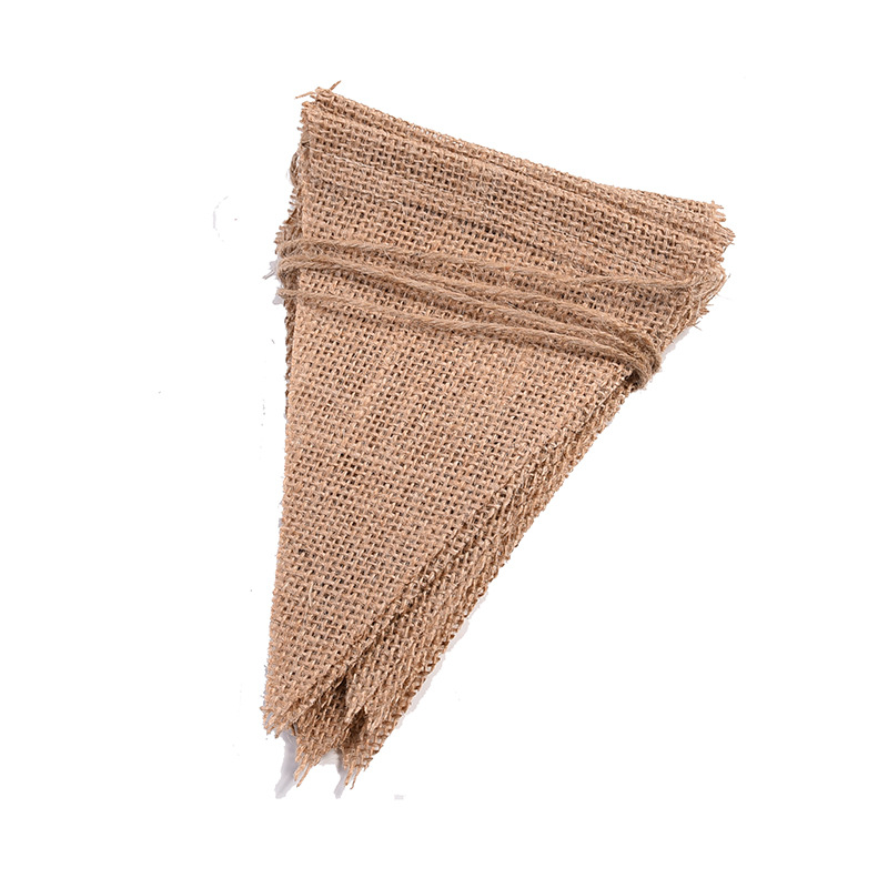 Factory Direct Sales DIY Handmade Craft Christmas Wedding Party Decoration Linen Pennant Triangle Flag