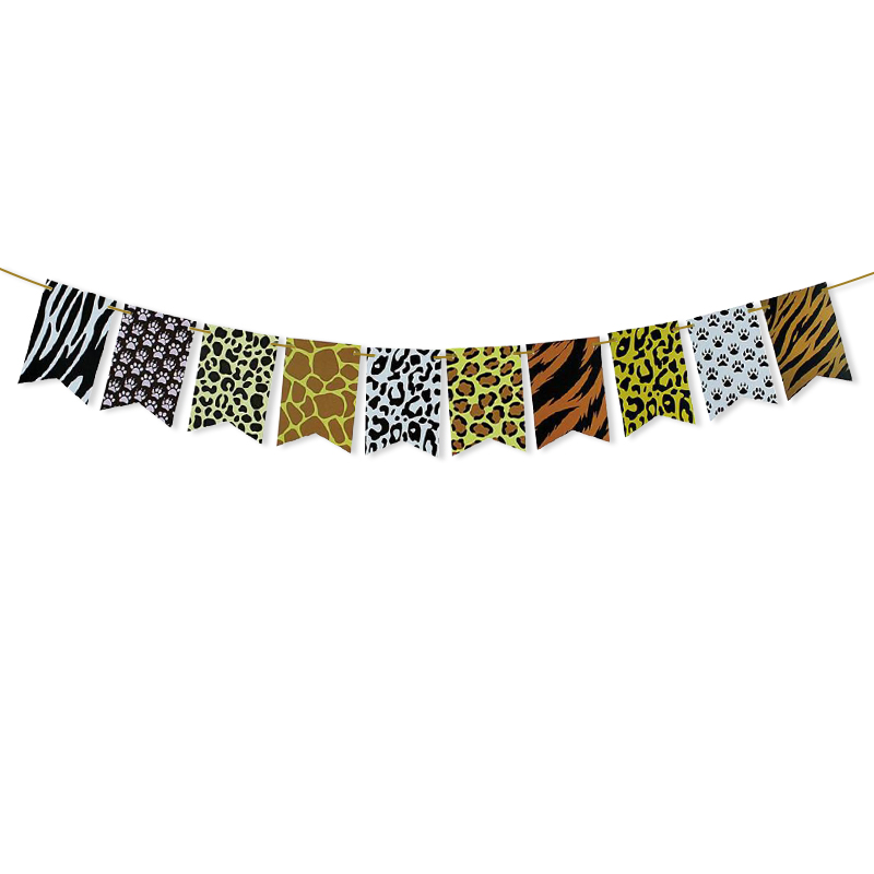 Family Party Decoration Party Arrangement Animal Pattern Dovetail Triangle Paper Flower Animal Head Hanging Flag Family Party Decoration Party Arrangement Animal Pattern Dovetail Triangle Paper Flower Animal Head Hanging Flag