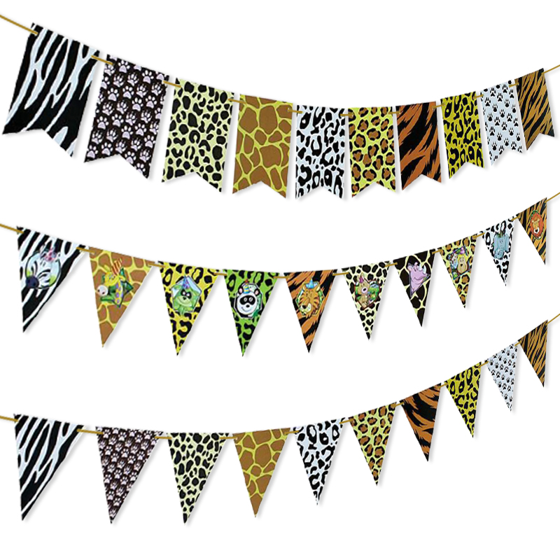 Family Party Decoration Party Arrangement Animal Pattern Dovetail Triangle Paper Flower Animal Head Hanging Flag Family Party Decoration Party Arrangement Animal Pattern Dovetail Triangle Paper Flower Animal Head Hanging Flag