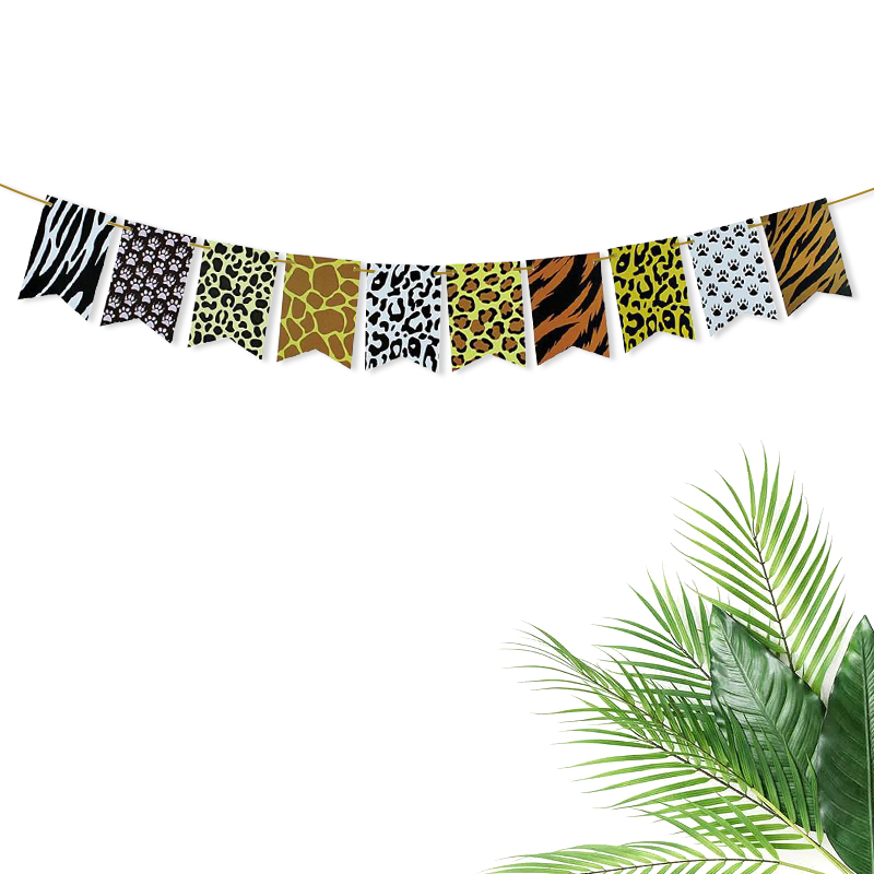 Family Party Decoration Party Arrangement Animal Pattern Dovetail Triangle Paper Flower Animal Head Hanging Flag Family Party Decoration Party Arrangement Animal Pattern Dovetail Triangle Paper Flower Animal Head Hanging Flag