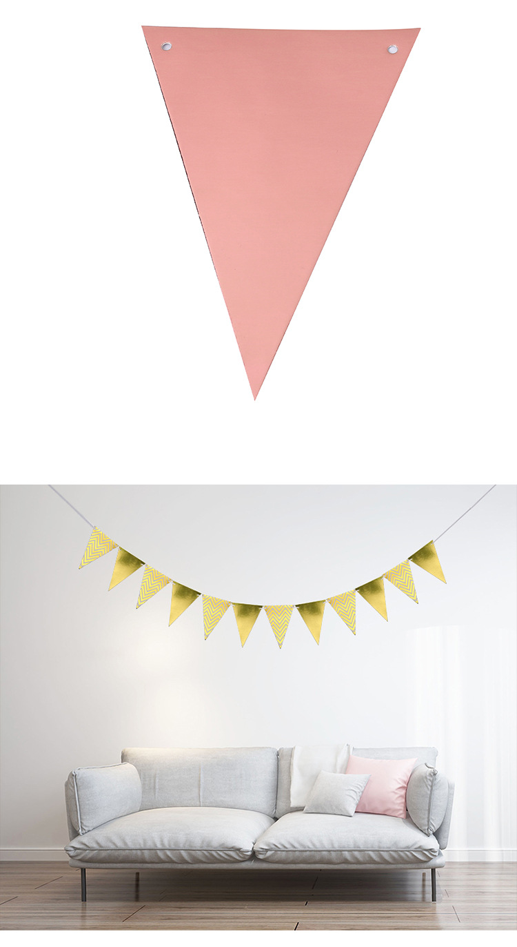 Triangle Flag  Bunting Bronzing Triangle Hanging Flag Party Atmosphere Decoration Pennant Banner in Stock Wholesale