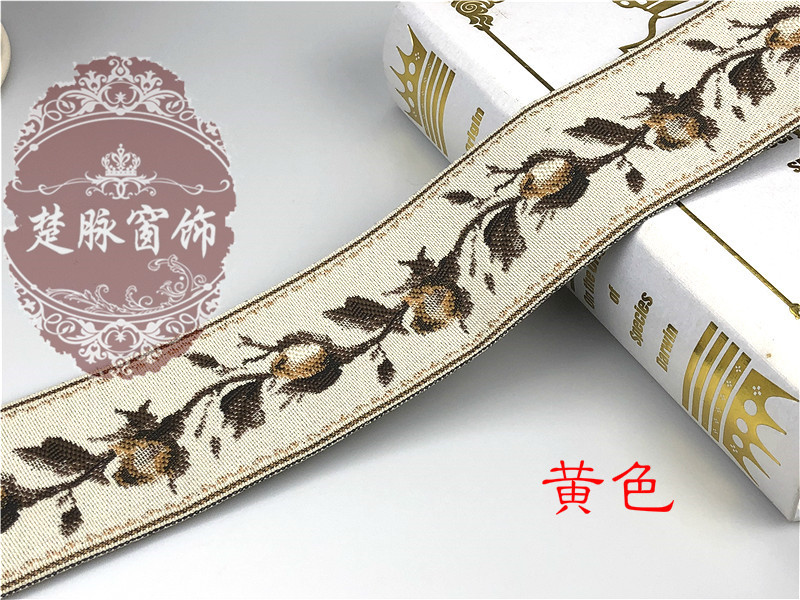 New Curtain Linen Jacquard Net Tape 6cm Stitching Side Ethnic Chinese Style Pastoral Small Flower 25 M Roll Linen Volume New Curtain Linen Jacquard Net Tape 6cm Stitching Side Ethnic Chinese Style Pastoral Small Flower 25 M Roll Linen Volume