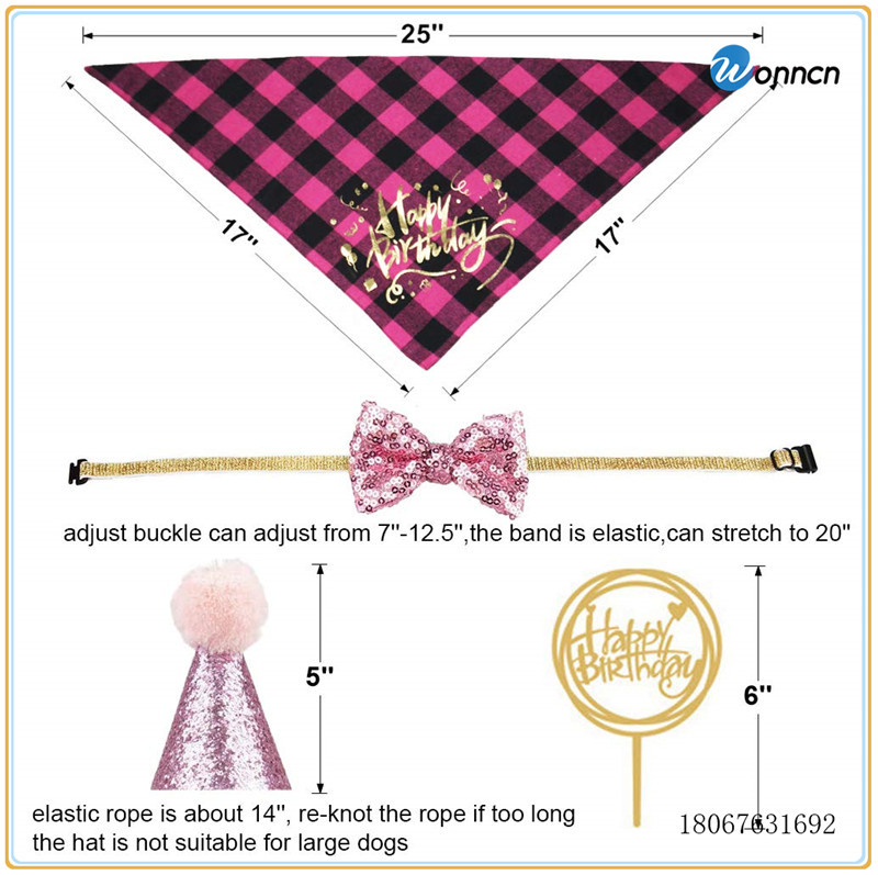 Pet Birthday Hanging Hanging Flag Pink Dog Footprints Triangular Baby Bibs Sequined Bow Tie Birthday Hat Cake Inserting Card Pet Birthday Hanging Hanging Flag Pink Dog Footprints Triangular Baby Bibs Sequined Bow Tie Birthday Hat Cake Inserting Card