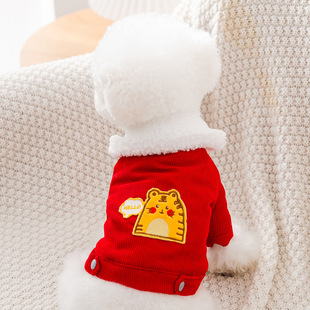 New Autumn and Winter Thickened Plaid Bow Tie Cat JK Dress Puppy Dog Dress Cat Spring Pet Dog Clothes