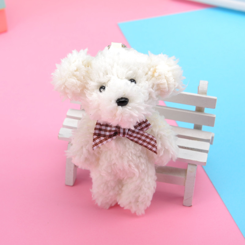 Cross-Border Pearl Velvet Bow Tie Dog Plush Toy Keychain Pendant Kindergarten Toy Small Gift Activity Gift