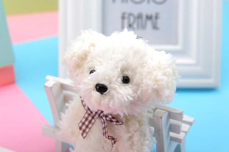 Cross-Border Pearl Velvet Bow Tie Dog Plush Toy Keychain Pendant Kindergarten Toy Small Gift Activity Gift
